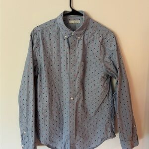 Hawker Rye Blue Dress Shirt with small embroidered red orange and blue squares